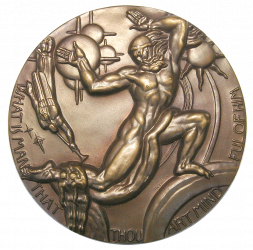 SOCIETY OF MEDALISTS #56, GOD CREATOR, BY DONALD DE LUE, 1957